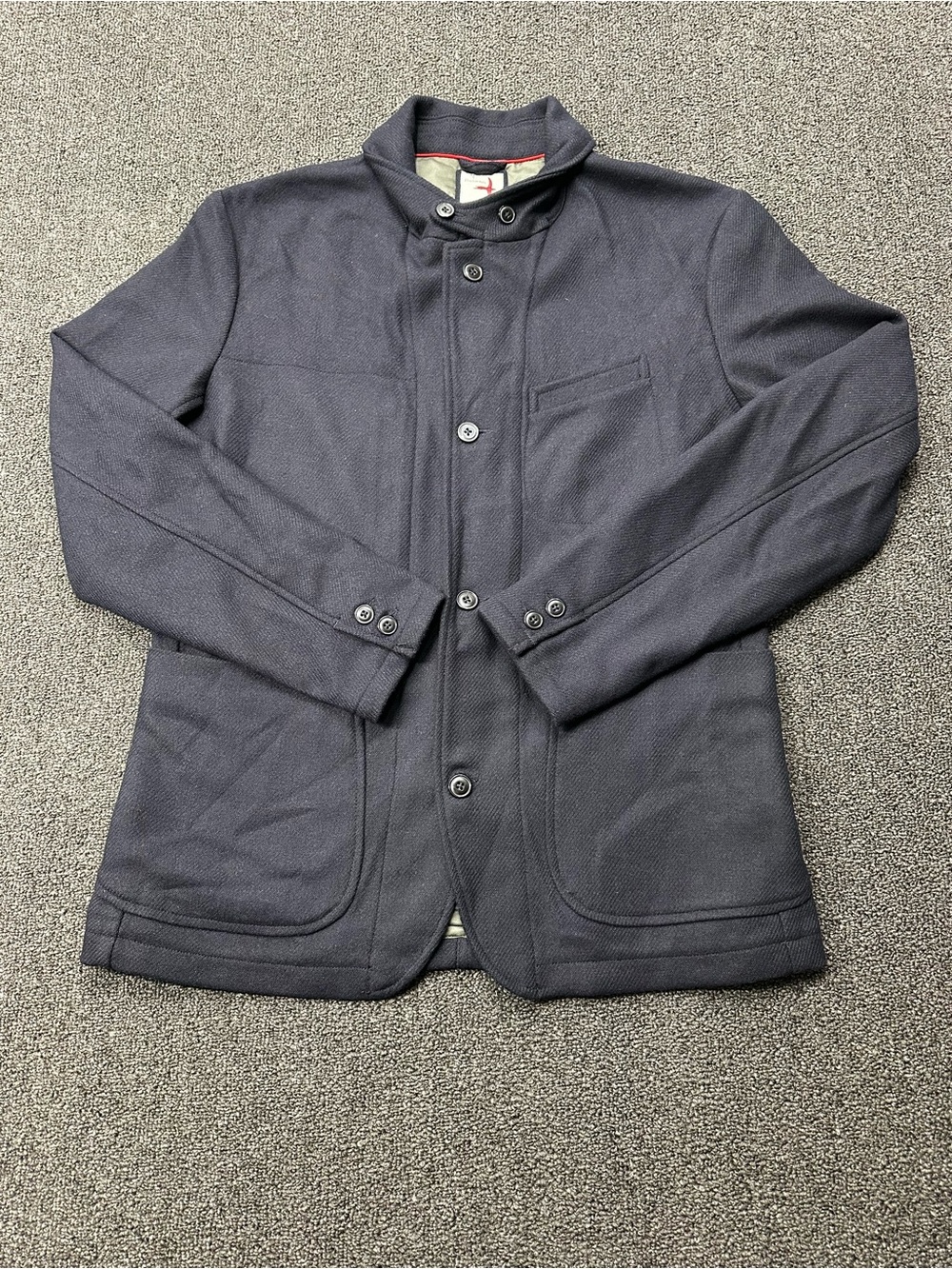 Relwen Heritage Trap Blazer Navy Blue Twill Huckberry Jacket Sport Coat Mens L